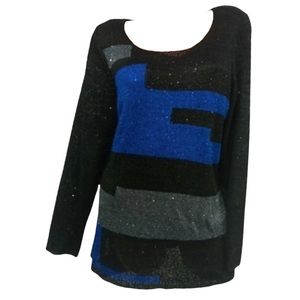 Alfani Black & Blue Colorblock Scoop Neck Sweater